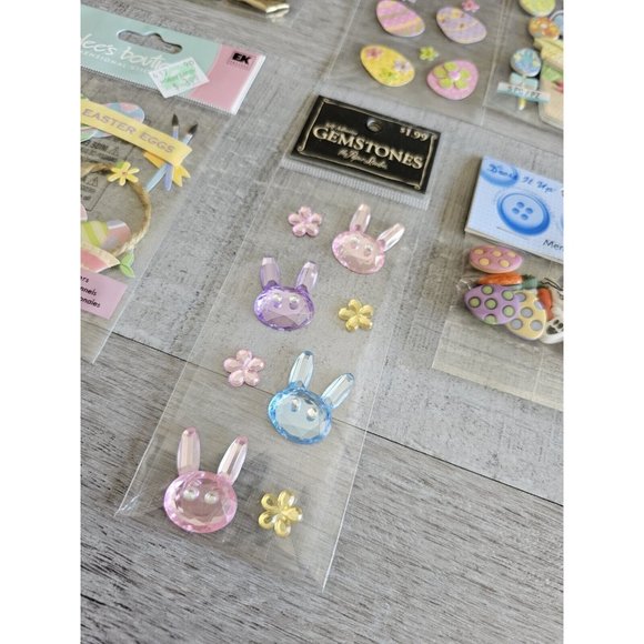 Sticker Lot Easter Basket Bunny Eggs Spring Scrapbooking 3D Stickers RARE #56 - Picture 3 of 10